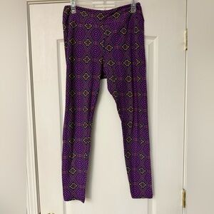 LuLaRoe Kids Leggings with Purple and Yellow Pattern